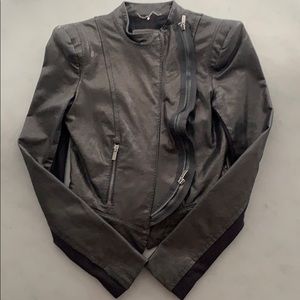 BCBG Maxazria Black Leather Moto Jacket, XXS